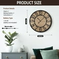thumbnail image 2 of Wall Clock Silent Bronze Rustic Farmhouse Metal & Wood with Arabic Numeral, Battery Operated Wall Clocks Decorative for Living Room Bedroom Office Home Decor 16inch, 2 of 13