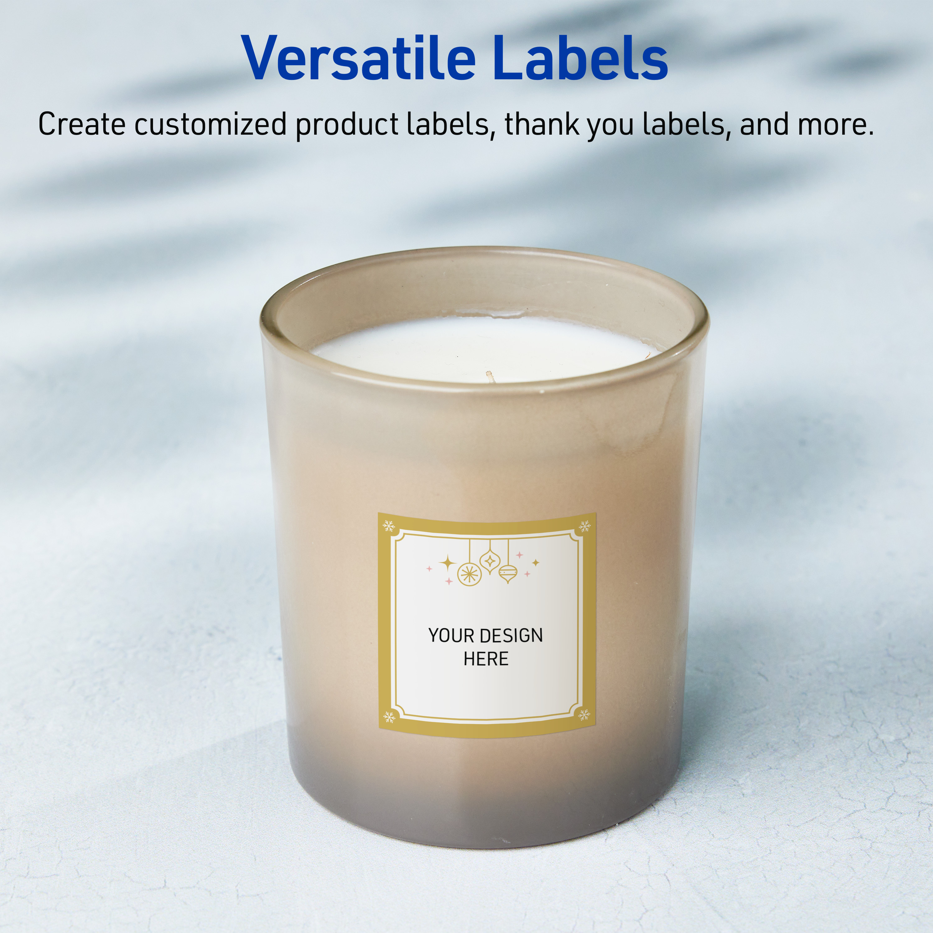 Avery Labels, 3" x 3", Gold-Metallic Ornaments, Glossy, 60ct