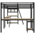 thumbnail image 6 of Euroco Twin L-Shaped Metal Loft Bed with Built-in Study Desk and Shelves, Gaming Bed with LED Light and USB Charging, Black, 6 of 13