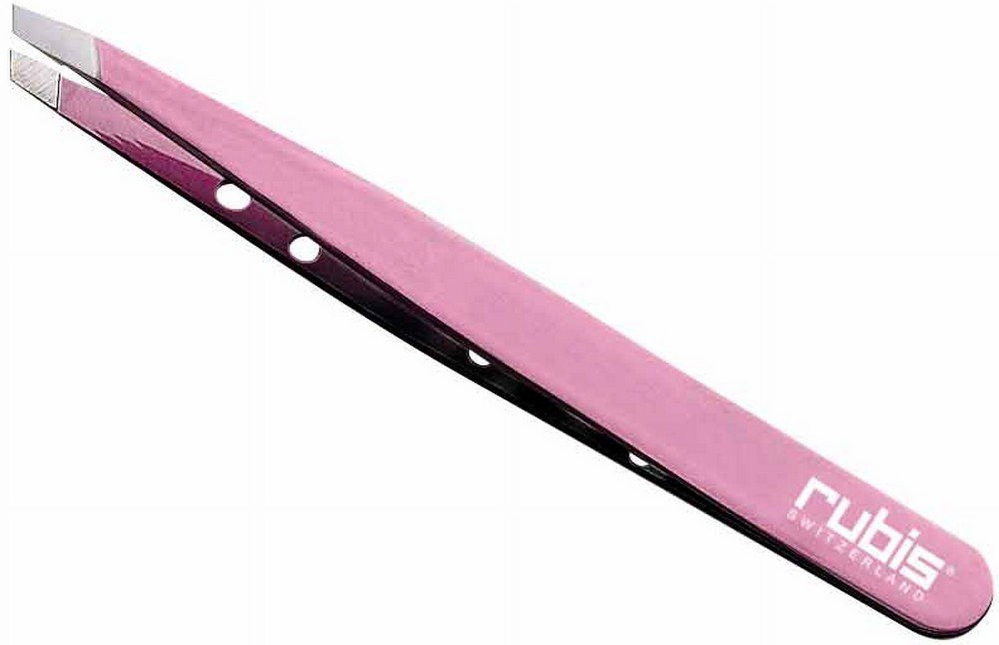 RUBIS 3-3/4 Inch Swiss Slanted Tip Tweezer Pink R1K11-Z08