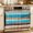 Blue Turquoise Brown, variant on Turquoise Brown Oven Skirt Curtain 30"Wx21.5"L, Waterproof Ruffled Stove Cover Skirt with 8 Ribbon Ties, Gradient Rustic Ocean Wood Grain Decorative Oven Door Curtains for Kitchen Dishwasher Cabinet