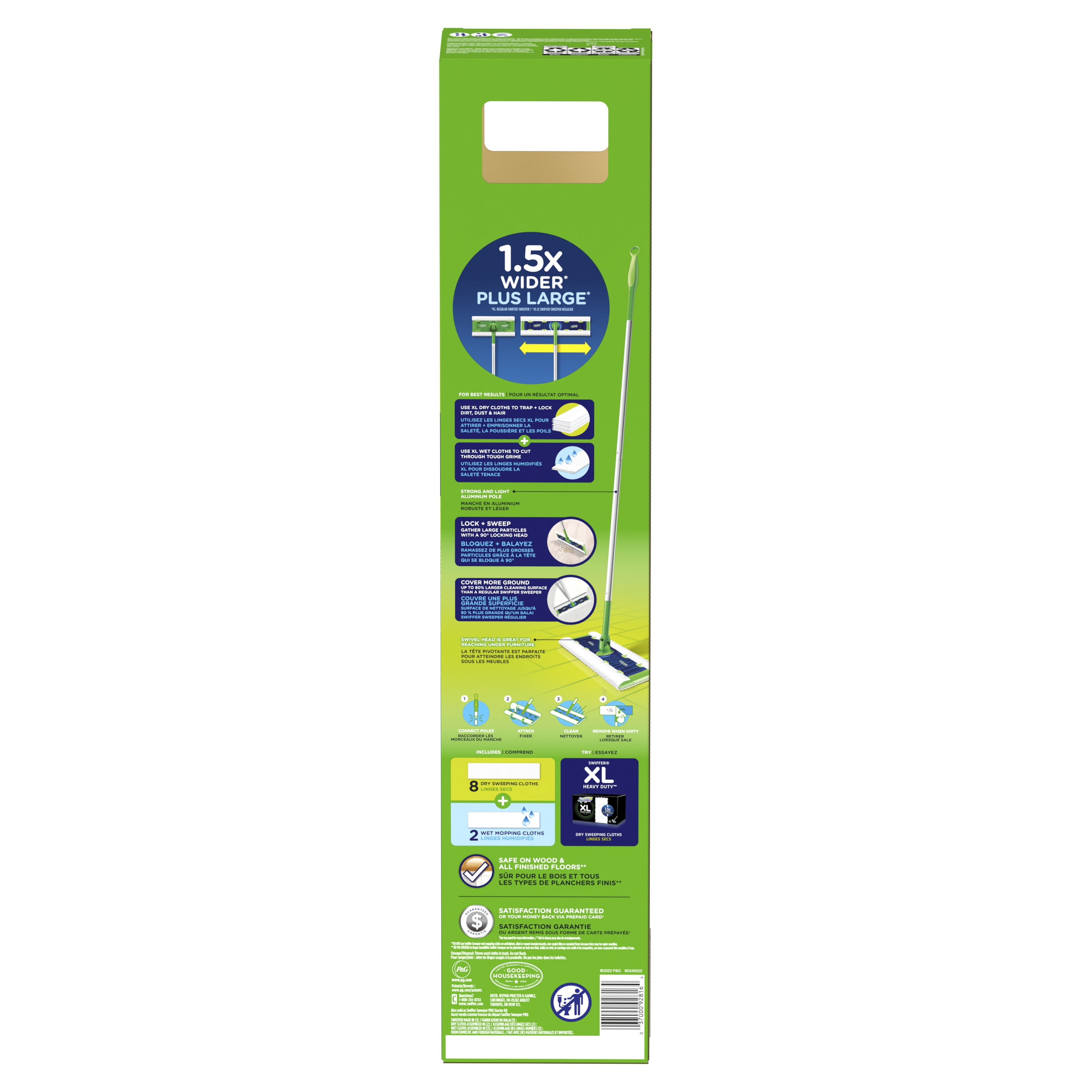 Swiffer Sweeper XL Wet + Dry Kit, 1 Sweeper, 8 Dry Sweeping Cloths, 2 Wet  Mop Cloths 