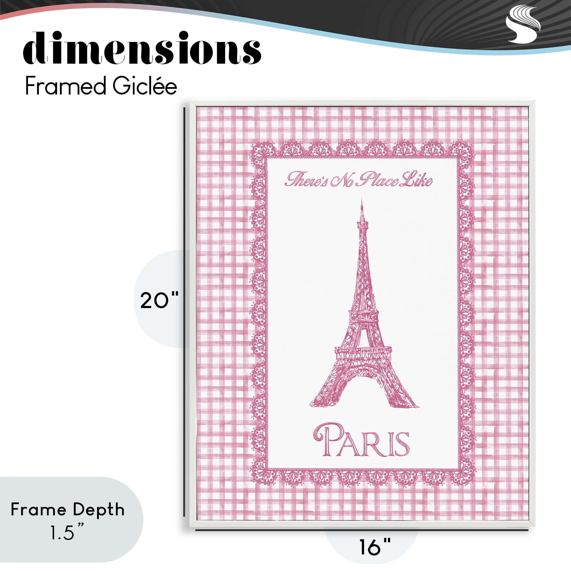 Stupell Industries No Place Like Paris Pink Lace White Framed Giclee Art, design by Conrad Knutsen