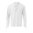 thumbnail image 4 of Hpapadks Men's Shirts Long Sleeve Steam Punk Retro Gothic Stand Polo Solid Blouses Mens Dress Shirt White S, 4 of 5