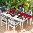 thumbnail image 2 of Red Christmas Table Cloths for 3 Foot Rectangle Tables, Snowman Xmas Tree Winter Snowflake Patio Waterproof Elastic Fitted Tablecloths, Washable Rectangular Table Cover for Camping, 2 of 8