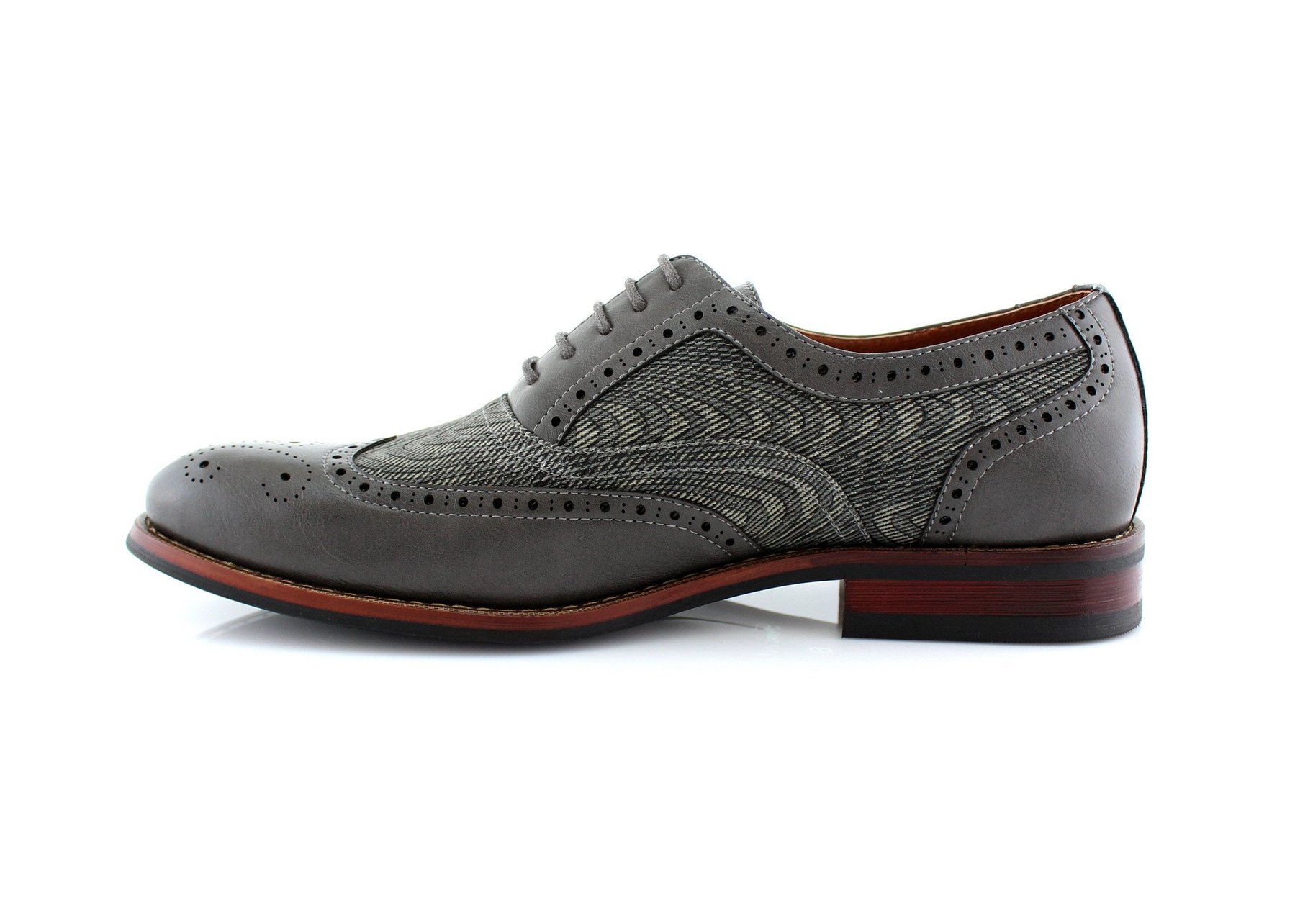 Ferro Aldo Alan M139001G Mens Classic Perforated Duo-Texture Lace-up Wingtip Oxford Dress Shoes - image 2 of 3
