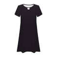 thumbnail image 4 of WQQZJJ Women's Summer Dresses, Solid Color Casual Round Neck Short Sleeve Dress, Fashion Slim Waist and Knee-Length Dresses, 4 of 5