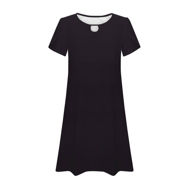 Black Brunch for Women Fall Summer Ruffle Spandex Midi Knee High Cutout  Eyelet Plain Dress Ladies 2025 Clothes Trendy M - Walmart.com