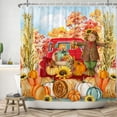 thumbnail image 5 of SUNOLIFE Fall Scarecrow Shower Curtain Autumn Pumpkins Thanksgiving Fabric Bathroom Curtain 72x72 in, 5 of 5