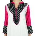 thumbnail image 4 of Bimba Women White Rayon Kurta Kurti Long Sleeve Formal Indian Ethnic Boho Blouse, 4 of 7