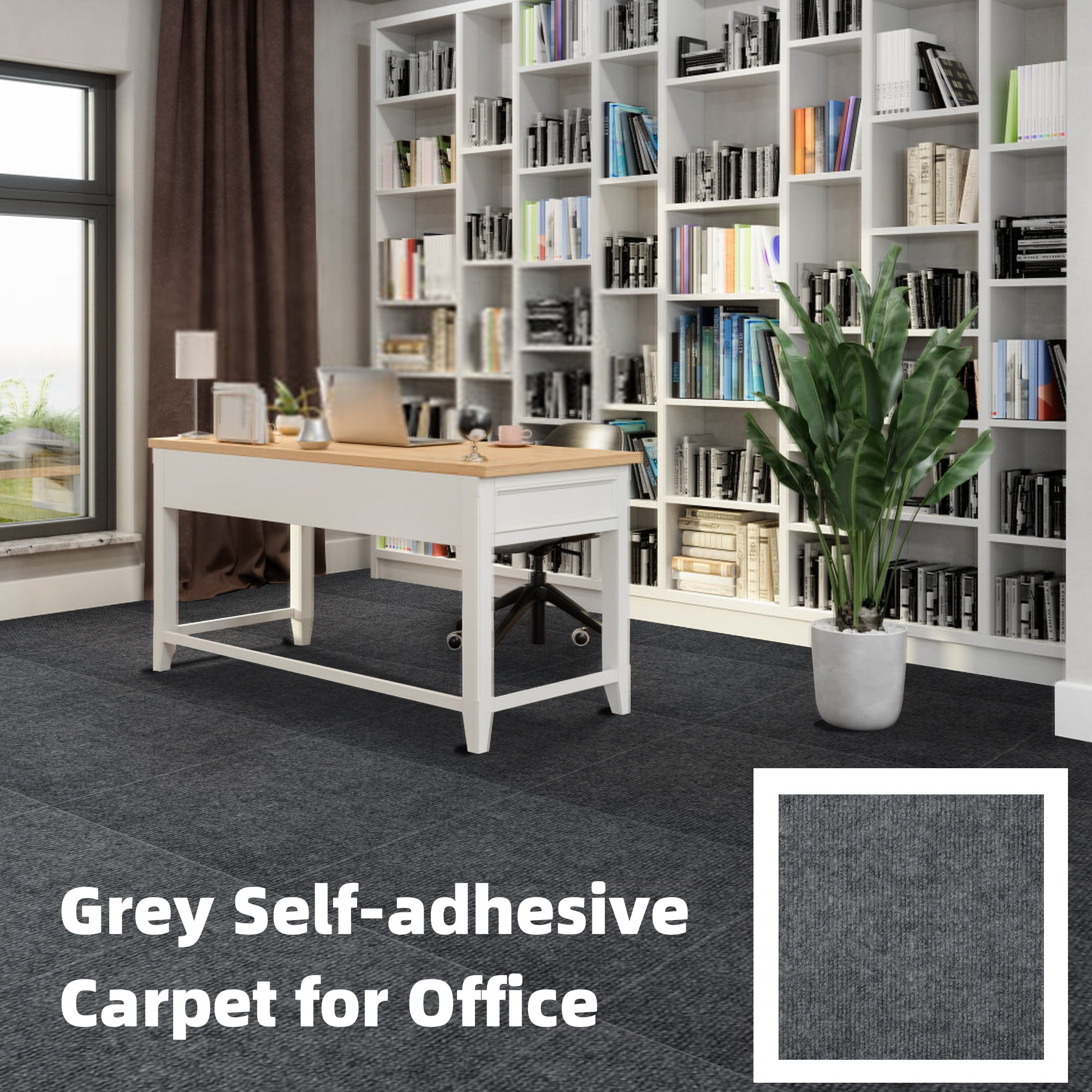 11-Pack Self-Adhesive Carpet Tiles – 12" X 12" Peel & Stick, Non-Slip, Light Gray, For Bedroom, Living Room, Office
