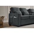 thumbnail image 3 of 114" Modern Linen Fabric Sofa with Console & USB Ports, Dark Gray, 3 of 11