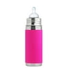 Pura Kiki 9 oz / 260 ml Stainless Steel Insulated Infant Bottle with Silicone Nipple & Sleeve, Pink (Plastic Free, NonToxic Certified, BPA Free)