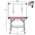 thumbnail image 3 of 36" Folding Dog Grooming Table - Stainless Steel Frame with Rubber Mat, Adjustable Arm, and Clamps - Pink, 3 of 12