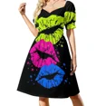 thumbnail image 1 of Vestido sin mangas RETRO LIPS STARS de los años 80 para mujer 2025 vestidos para ocasis oficiales vestido de fiesta 2025, 1 of 5
