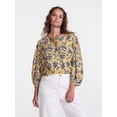 thumbnail image 2 of Scenario Women's and Women's Plus Blouse with 3/4-Length Puff Sleeves, Sizes XS-4X, 2 of 6