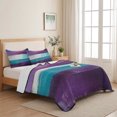 thumbnail image 5 of King Quilt Set 96''x106'', Purple Turquoise Lightweight Bedspread Coverlet with 2 Pillow Shams, Modern Abstract Oil Painting Art Geometric Breathable All Season Quilt Bedding for Bedroom/Guest Room, 5 of 9