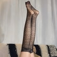 thumbnail image 5 of Idoravan Fishnet Stockings Black Tights for Women Pattern Knee-High Black Stockings Thin Style, 5 of 5