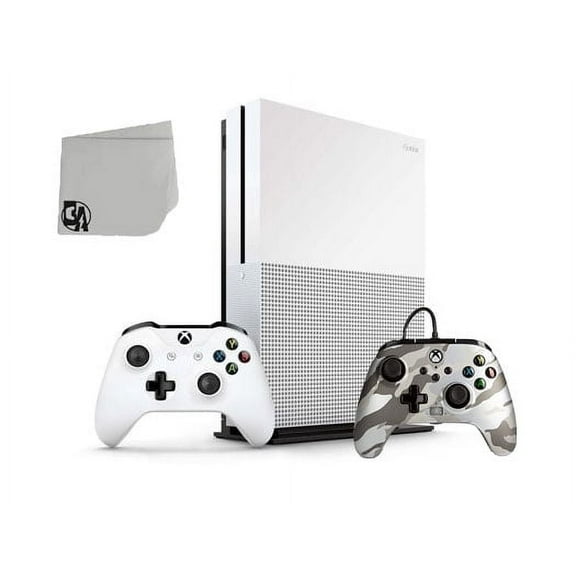 Pre-Owned Microsoft 234-00051 Xbox One S White 1TB Gaming Console with Metallic Arctic Camo Controller Included BOLT AXTION Bundle