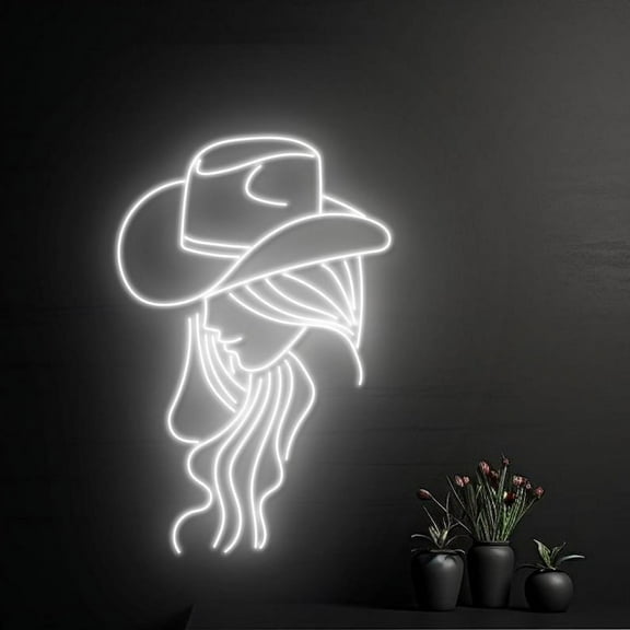Handmadetneonsign Cowgirl Led Sign, Cowgirl Neon Sign, Cowboy Girl Neon Light, Cowboy Hat Lady Led Light, Western Woman Room Wall Art Decor, Female Neon Light, Wall Décor