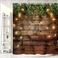 thumbnail image 2 of Rustic Barn Door Shower Curtain, Farmhouse Garden Scenery Green Leaves Bath Curtains, Antique Brown Wall Lights Bathroom Home Decor Waterproof Polyester 72WX72H Inch 12 Hooks, 2 of 6