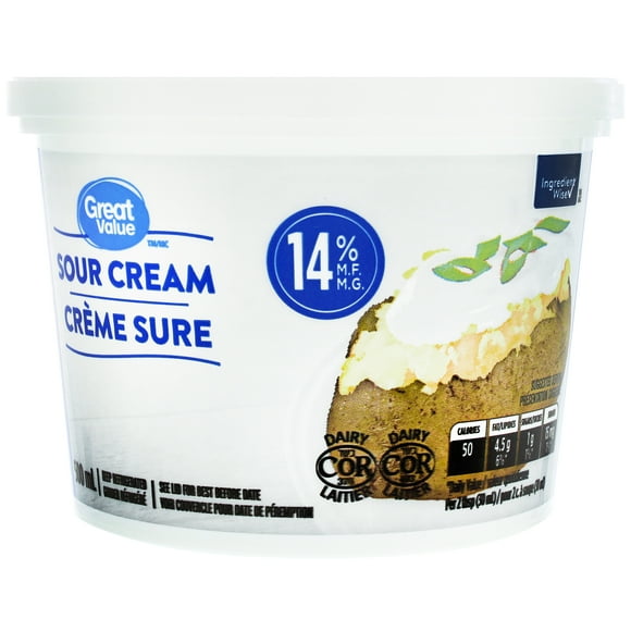 Crème sure Great Value 500&nbsp;ml