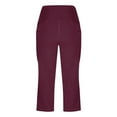 thumbnail image 7 of Stamzod Summer Pants for Women Solid Color High Waist Capris with Pocket Stretchy Stylish Casual Capri Pants for Women Wine B XXL, 7 of 7