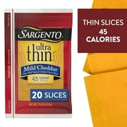 Sargento Mild Natural Cheddar Cheese Ultra Thin Slices, 20 slices