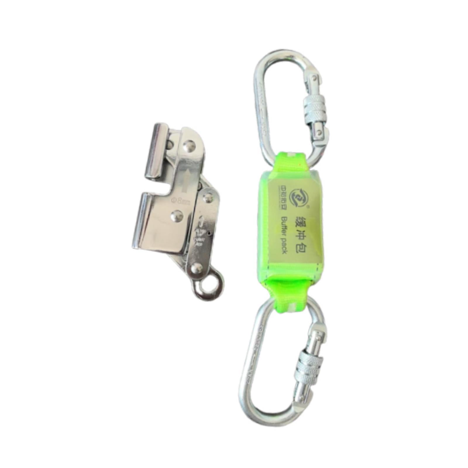 QccHieUs Sturdy Alloy Steel Rope Grab Rock Climbing 15KN Heavy Duty Fall Arrester Caving with Rebar Hook