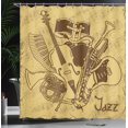 thumbnail image 4 of Ambesonne Retro Shower Curtain, Jazz Music Equipments, 69"Wx70"L, Cream Brown, 4 of 5