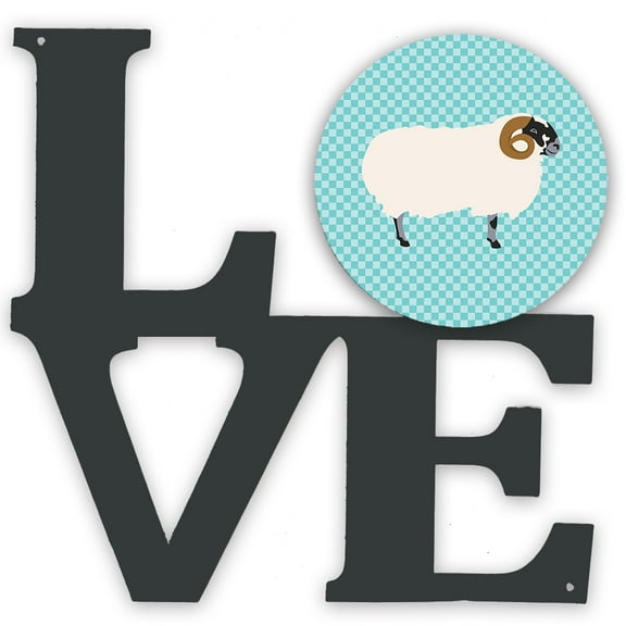 Carolines Treasures Scottish Blackface Sheep Blue Check Metal Wall Artwork LOVE 12X12 multicolor