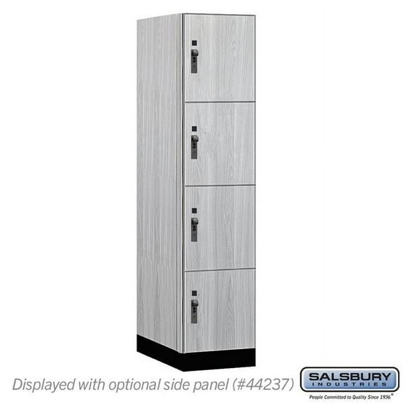 Salsbury Industries 18-44164ST 18 in. Wide Premier Wood Locker - Four Tier - 1 Wide - 6 ft. High - 24 in. Deep - Silver Teak - Hasp