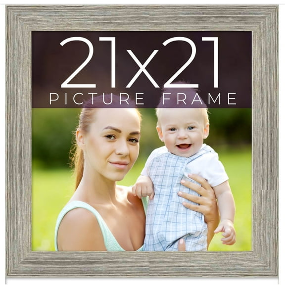 21x21 Frame Grey Real Wood Picture Frame Width 1.5 Inches | Interior Frame Depth 0.5 Inches | Barn