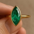 thumbnail image 3 of Marquise Emerald Ring - Sterling Silver Solitaire Emerald Ring - Dainty Emerald Ring - Long Marquise Ring - Simple May Birthstone Ring - Bezel Set, 3 of 4