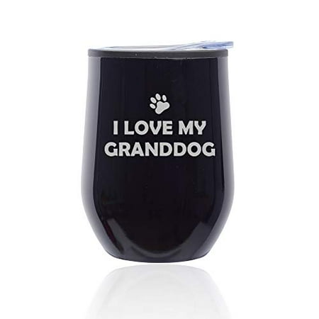

Stemless Wine Tumbler Coffee Travel Mug Glass With Lid I Love My Granddog Grandparent Of Dog Grandpa Grandma (Midnight Black)