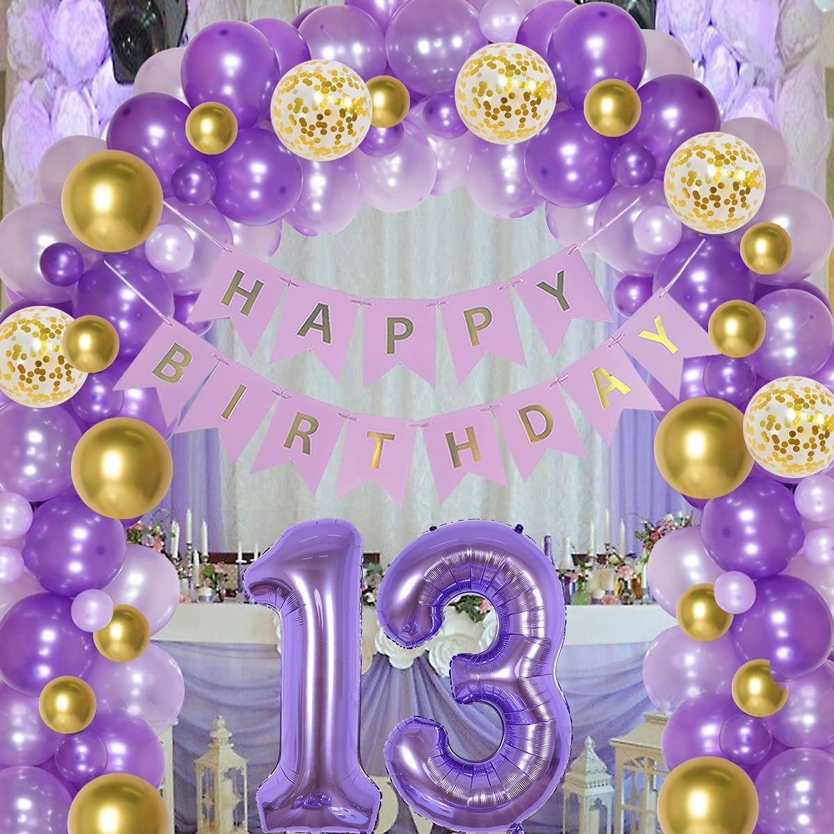Purple 40th Birthday Decorations For Women Balloon Garland