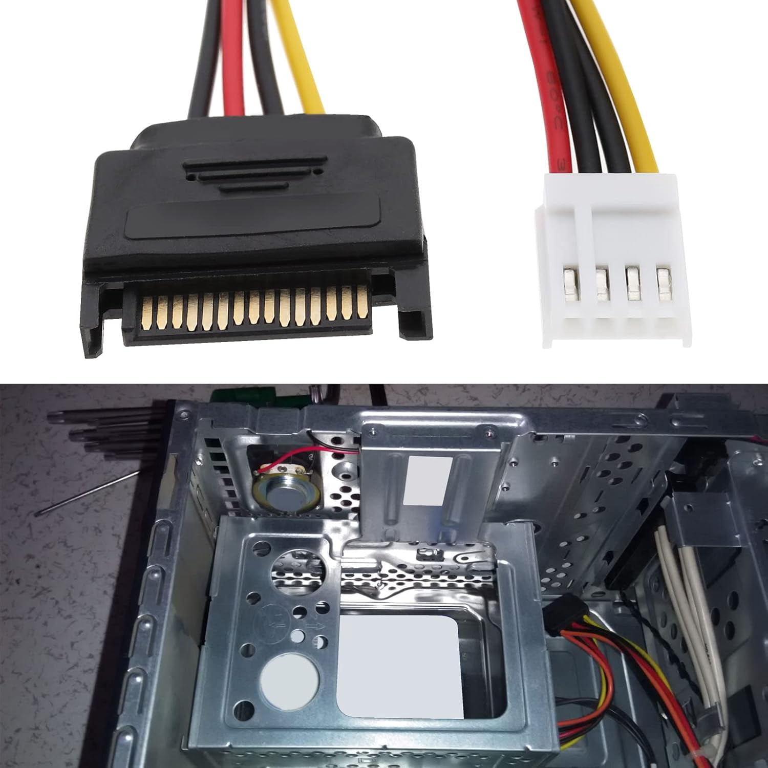 HRTGFD-3Pcs 4 Pin Floppy Drive to 15 Pin SATA Male Power Cable 4-pin Floppy Power Port to SATA 15pin Male Driver Power Wire Electrical Accessories 20cm