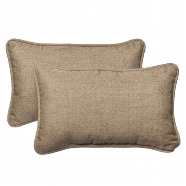 Pillow Perfect Inc. 391212 Sunbrella Linen Tan Rectangle Throw Pillow (Set of 2)