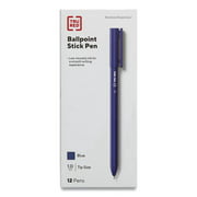Tru Red TR52860 Medium 1 mm Ballpoint Pen Stick, Blue - Dozen