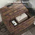 thumbnail image 4 of Bonzy Home 2 Drawer Solid Wood Nightstand with Charging Stand, Dark Wood, 4 of 11