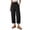Black, variant on Vivianyo HD Women's Drawstring Elastic Waist Capri Pants, Straight Leg Solid Casual Cropped Trousers for Women, Women's Khaki, Sizes S-2XL