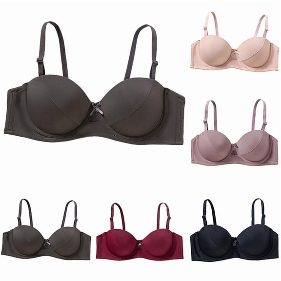 Antinious Womens Solid Panel Underwire C Cup Support Comfortable Everyday Bra