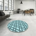 thumbnail image 4 of Ahgly Company Machine Washable Indoor Square Transitional Electric Blue Area Rugs, 3' Square, 4 of 7
