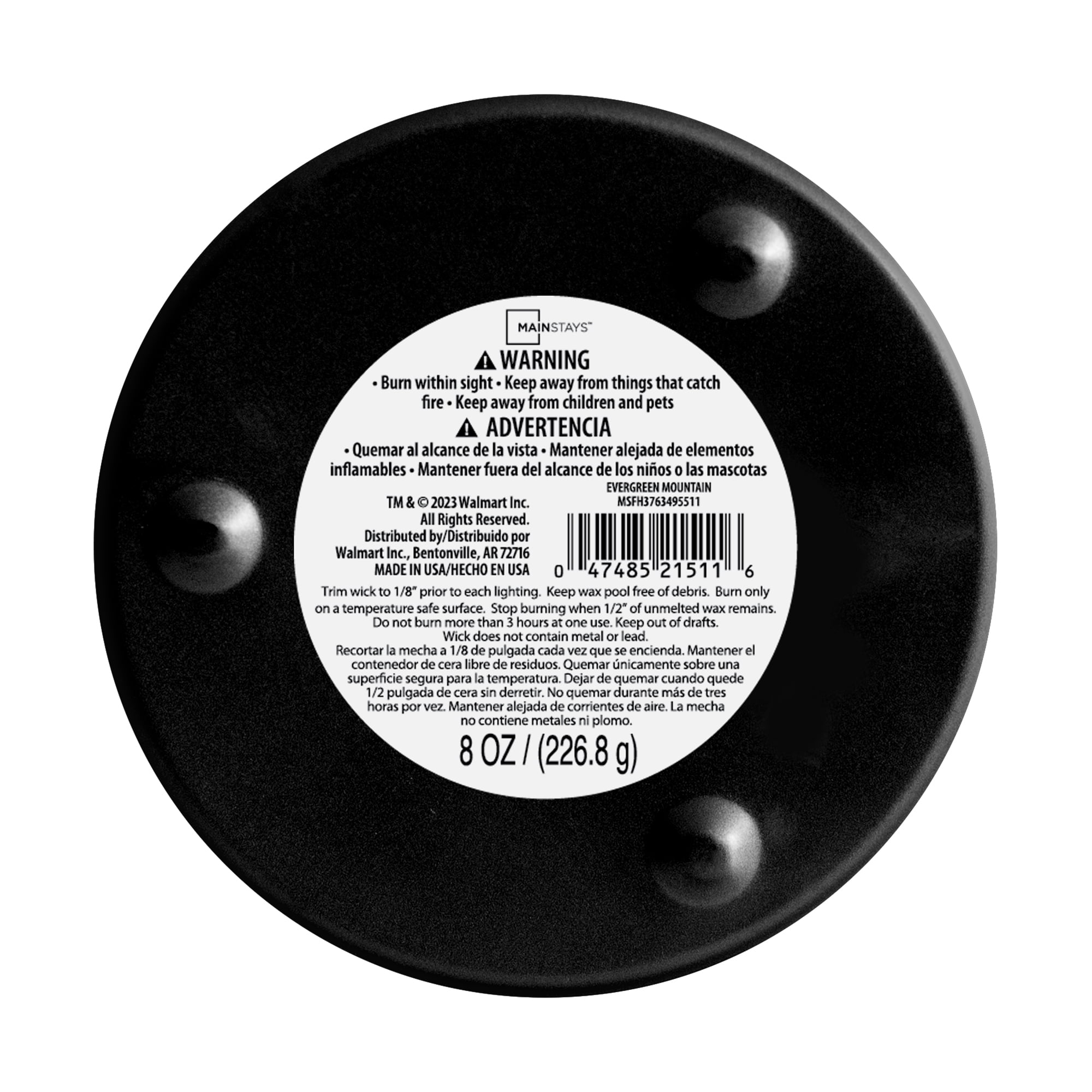 Mainstays 8oz Black Tin Candle, Evergreen Mountain