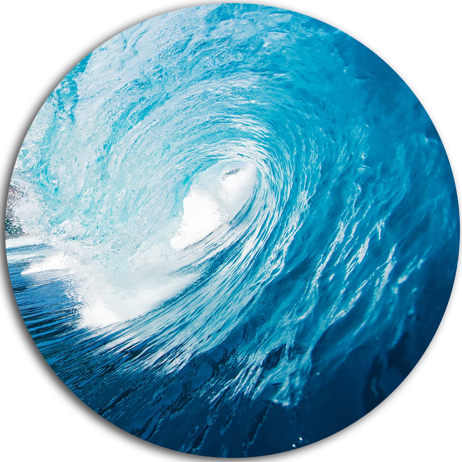Designart 'Ocean Waves in Hawaii' Disc Photography Circle Metal Wall Art