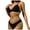 Black, variant on Women's Triangle Bikini Top Ribbed Push up Padded Halter String Bathing Suits Top