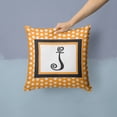 thumbnail image 2 of Letter J Initial Monogram - Orange Polkadots Fabric Decorative Pillow, 2 of 4