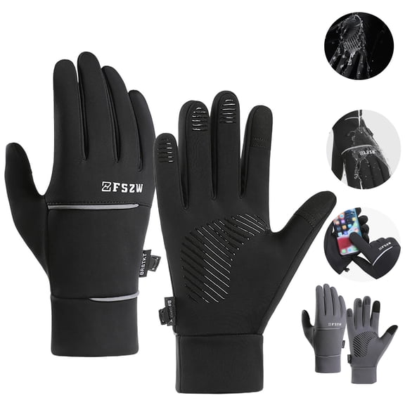 Hellosay Mens Winter Ski Snow Warm Gloves Thermal Warm Touch Screen Gloves Christmas Gifts Black
