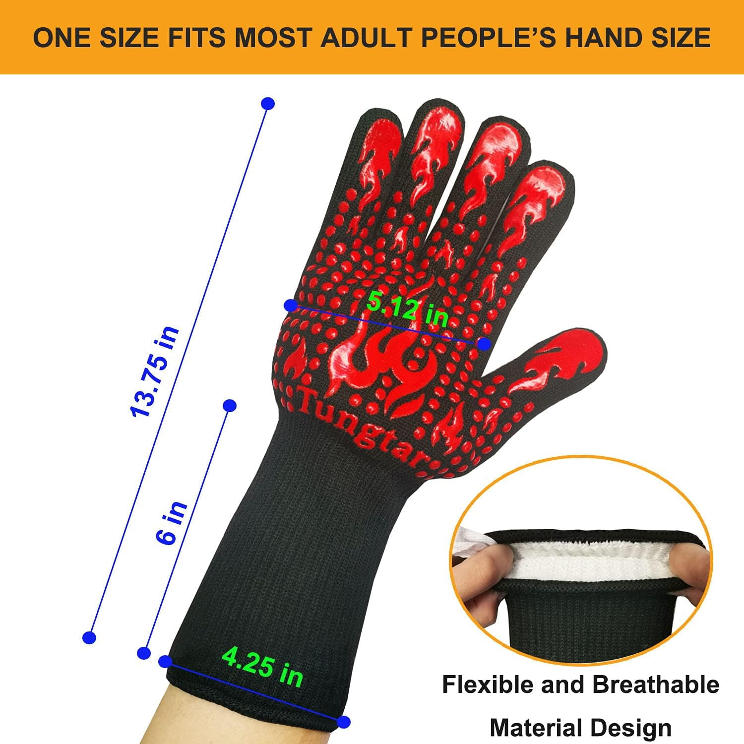 Jtbuh XLY Oven Mitts Heat Resistant BBQ Proof Glove 11Inch 1472℉ Grill Glove Proof Heat for Women Men BBQ Gloves Gift Set Cooking Gloves for Cooking, Grilling, Baking, Welding (White Blue)