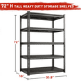 thumbnail image 4 of REIBII 72"H Storage Shelves Garage Shelving Unit Heavy Duty 2000LBS Adjustable 5 Tier Metal Storage Rack Freestanding, 4 of 8